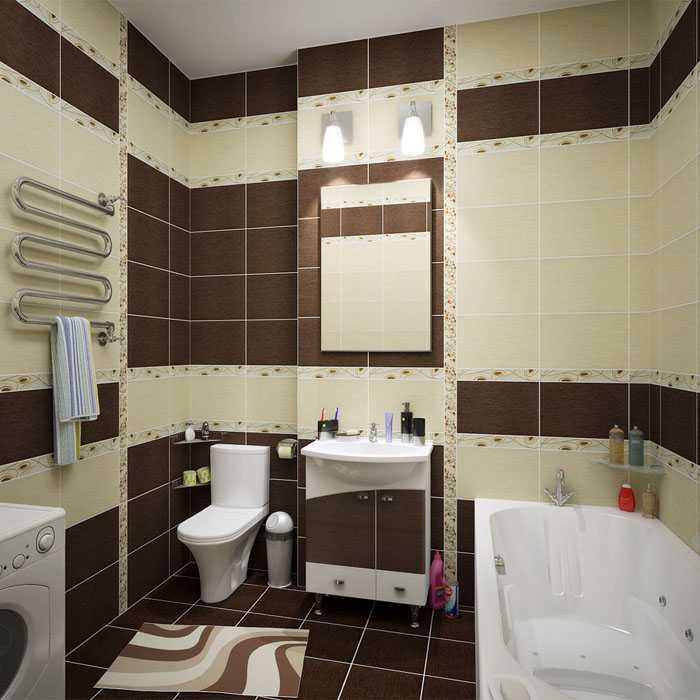 Коричневые тона и керамическая плитка активизируют элемент земли в ванной комнате