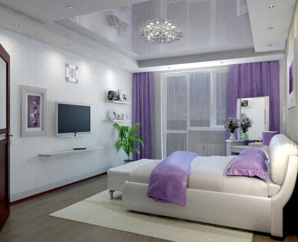 простая спальня фиолетовая