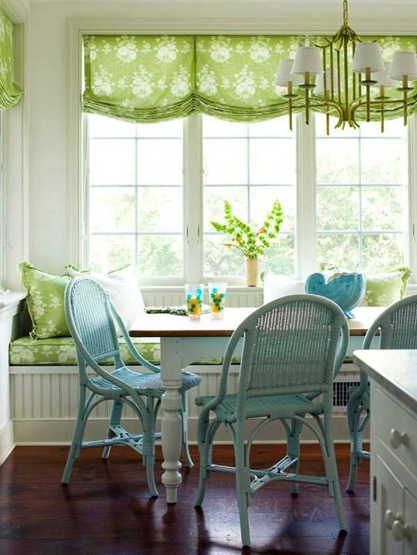 зеленые шторы на кухне
