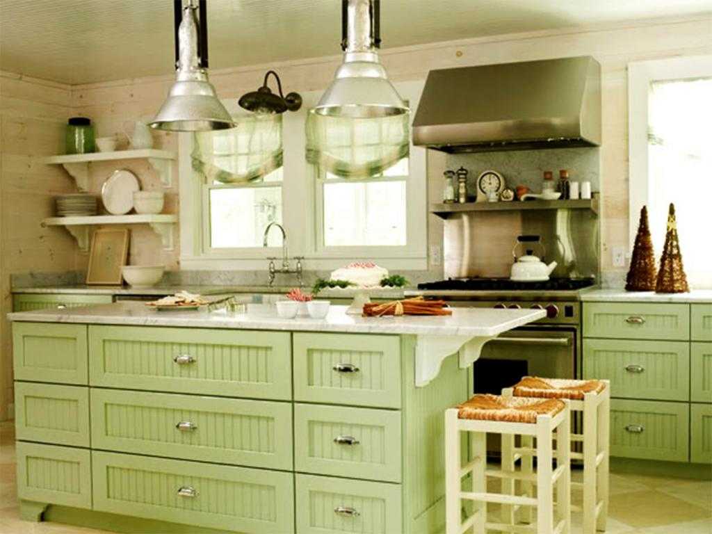 кухня в зеленом цвете дизайн интерьера