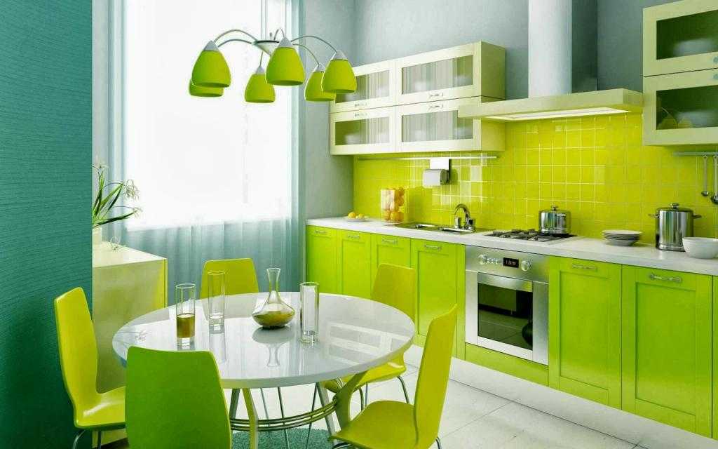 кухни зеленого цвета в интерьере